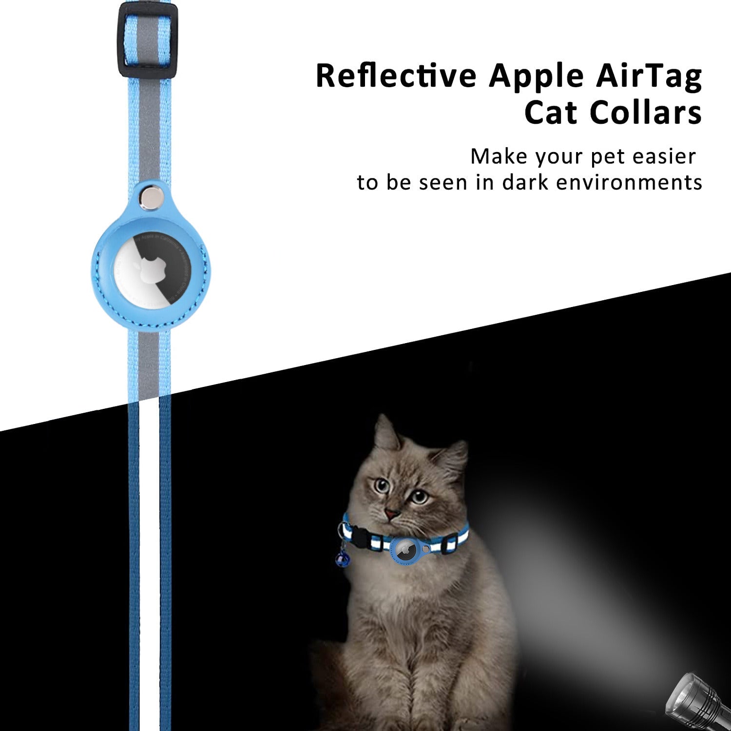 Reflective AirTag Dog Collar; Padded Apple Air Tag Dog Collar; Heavy Duty Dog Collar