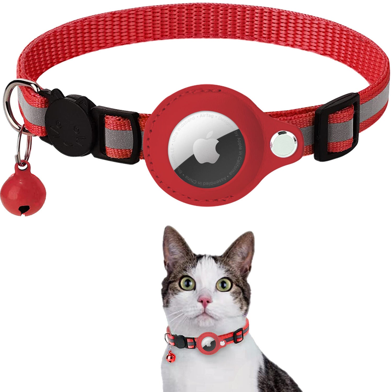 Reflective AirTag Dog Collar; Padded Apple Air Tag Dog Collar; Heavy Duty Dog Collar