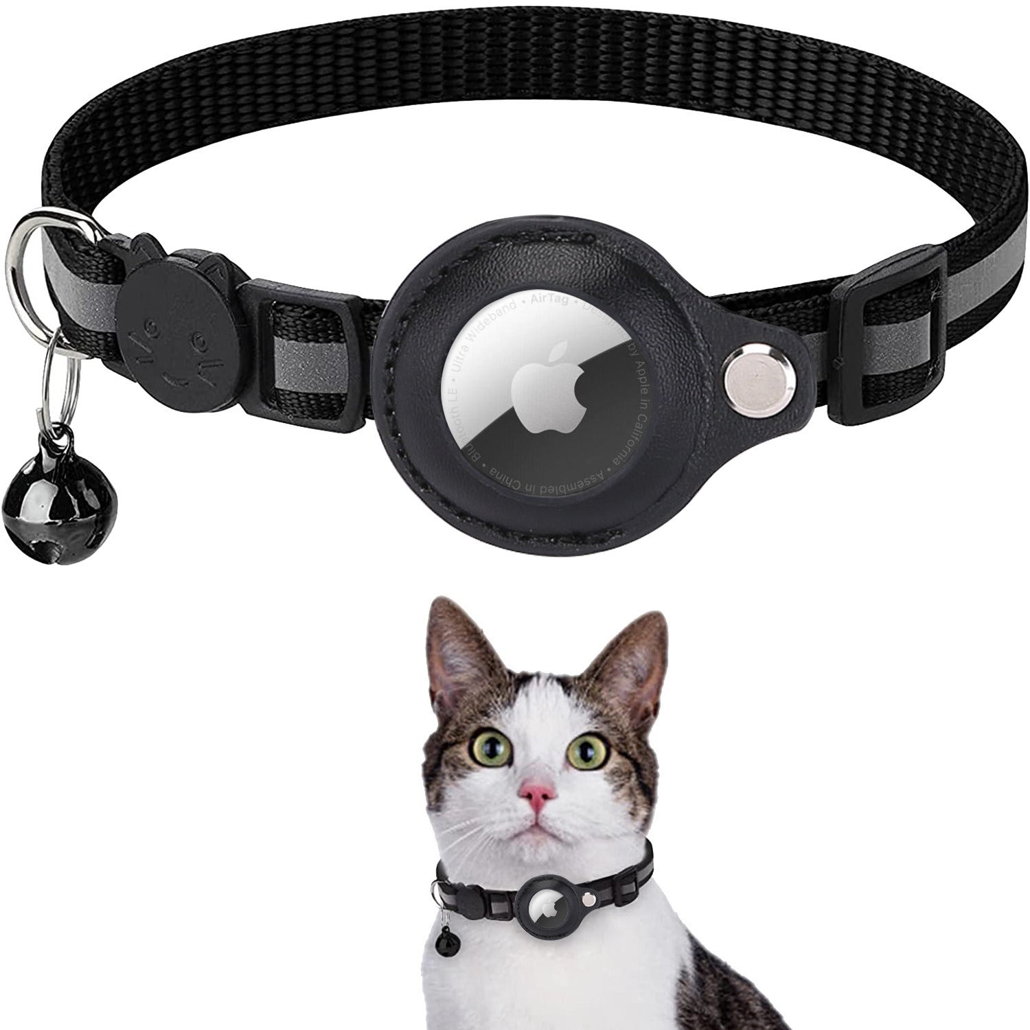Reflective AirTag Dog Collar; Padded Apple Air Tag Dog Collar; Heavy Duty Dog Collar