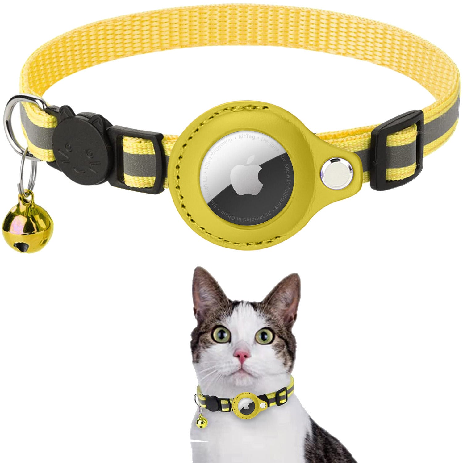 Reflective AirTag Dog Collar; Padded Apple Air Tag Dog Collar; Heavy Duty Dog Collar