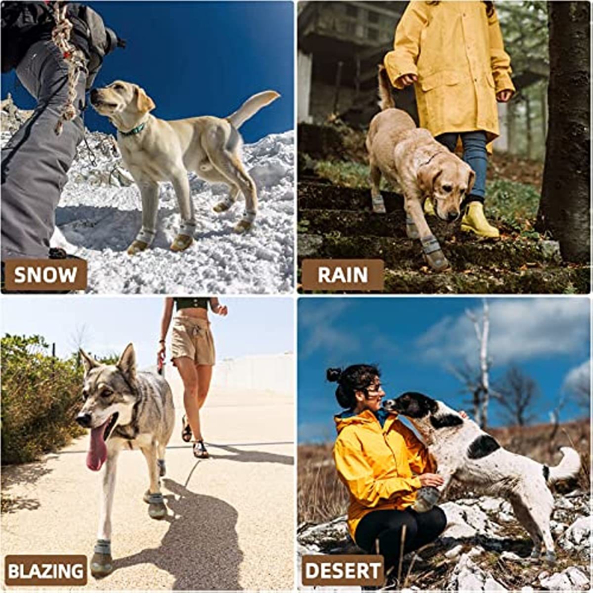 Dog Boots Breathable Dog Shoes for Small Medium Large Dogs; Waterproof Anti-Slip Puppy Booties Paw Protector for Hot Pavement Winter Snow Hiking with Reflective Straps 4PCS
