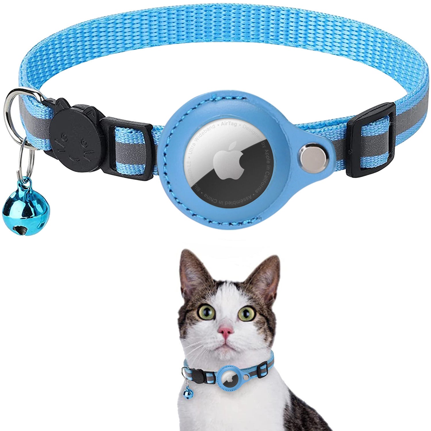 Reflective AirTag Dog Collar; Padded Apple Air Tag Dog Collar; Heavy Duty Dog Collar