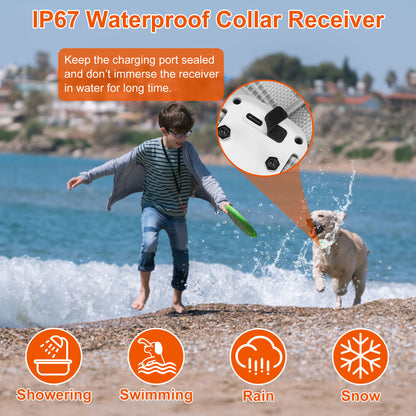 Electric Remote Training Collar IP67 Waterproof Rechargeable Dog Training System with Light Beep Vibration Shock 2624FT Range Fit for All Dogs 10-150LBS