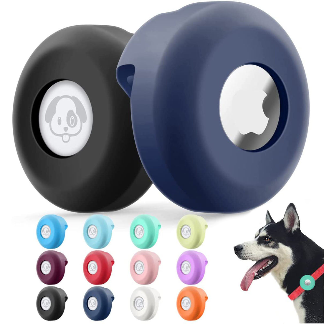 2pcs Silicone Airtag Case For Apple Cat Dog Collar Clip