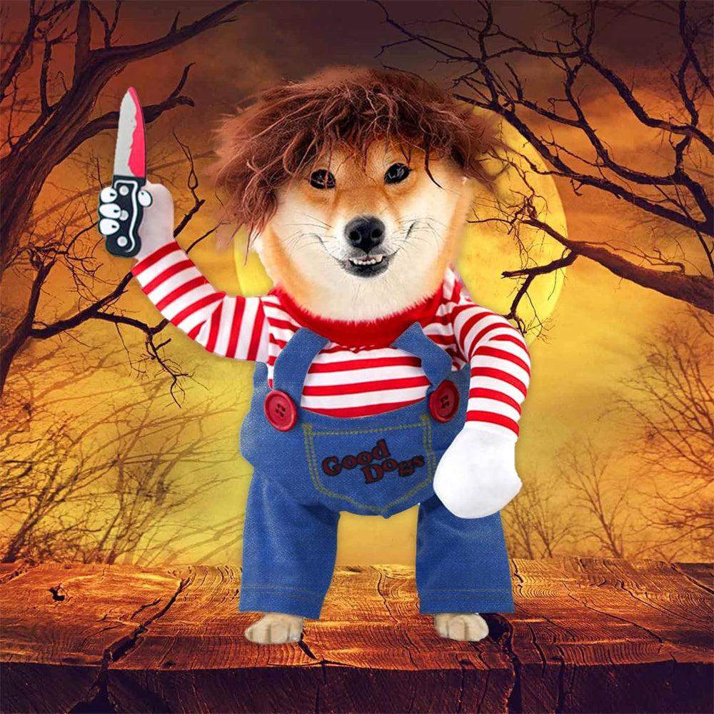 Pet Deadly Doll Costume Chucky Dog Cosplay Halloween Christmas Party Clothes for Dogs