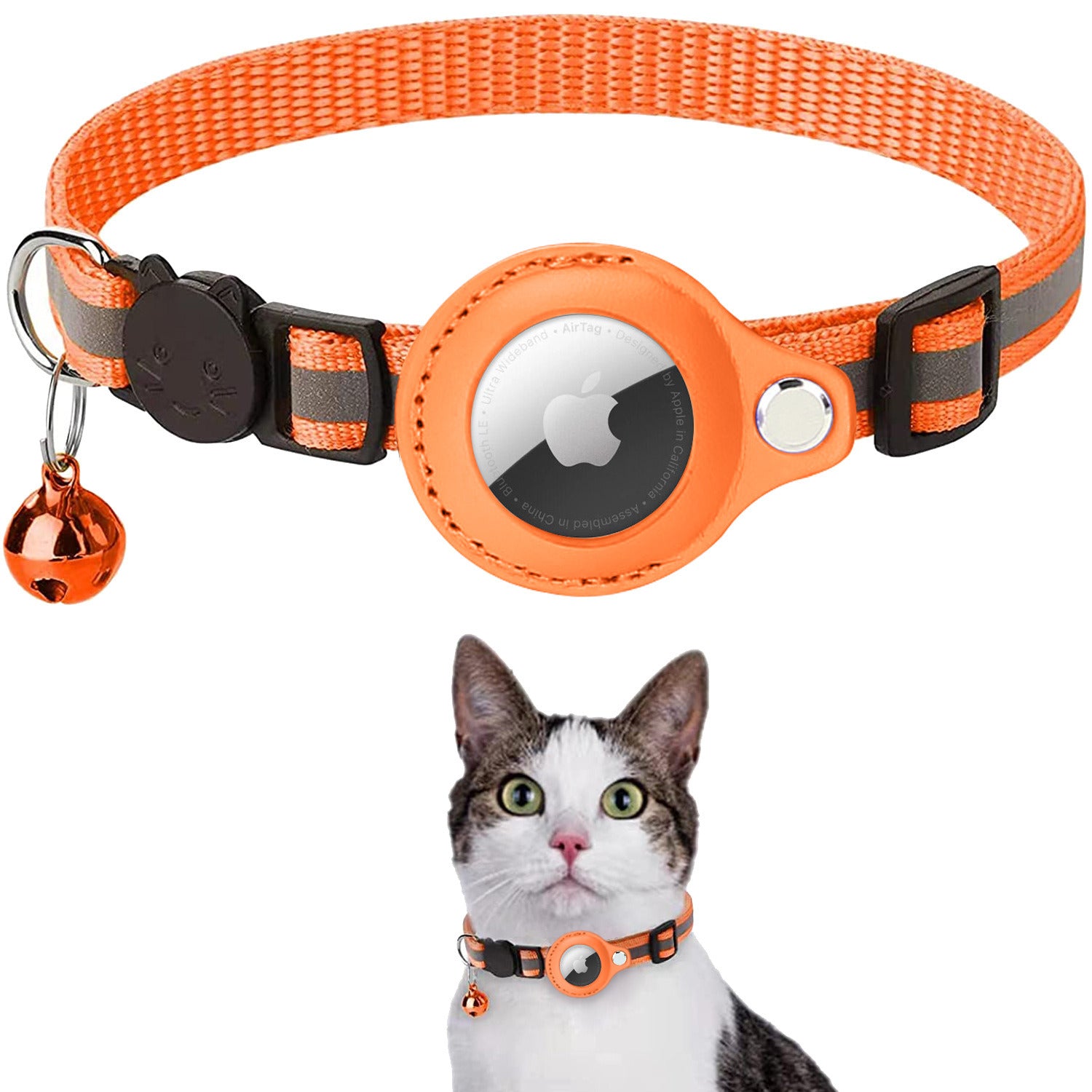 Reflective AirTag Dog Collar;  Padded Apple Air Tag Dog Collar;  Heavy Duty Dog Collar
