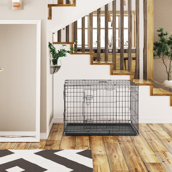 36&quot; Pet Kennel Cat Dog Folding Steel Crate Animal Playpen Wire Metal