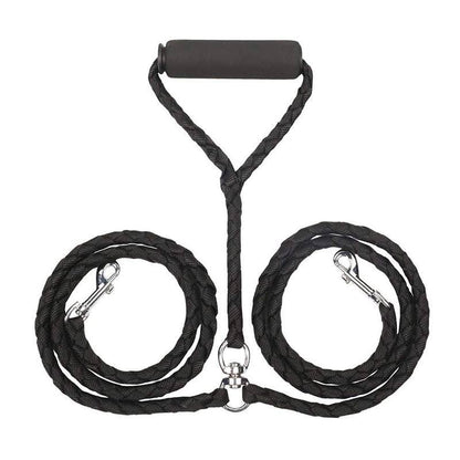 2 Way Braided Nylon Dual Dog Leash Double Leash Rope Strong Pet Leash Walking Running Leads For Couplers With Soft Padded Handle