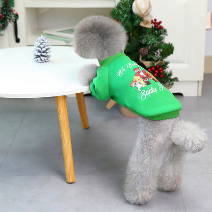 Christmas Pet Hoodie With Santa Claus Pattern For Dog &amp; Cat; Festive Dog Hoodie; Warm Cat Sweater