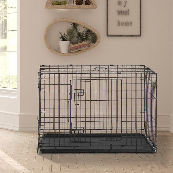 36&quot; Pet Kennel Cat Dog Folding Steel Crate Animal Playpen Wire Metal