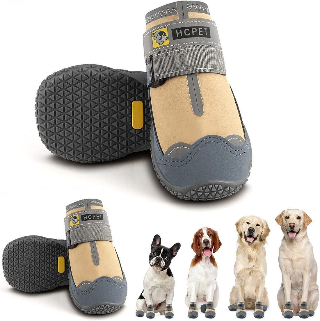 Dog Boots Breathable Dog Shoes for Small Medium Large Dogs; Waterproof Anti-Slip Puppy Booties Paw Protector for Hot Pavement Winter Snow Hiking with Reflective Straps 4PCS