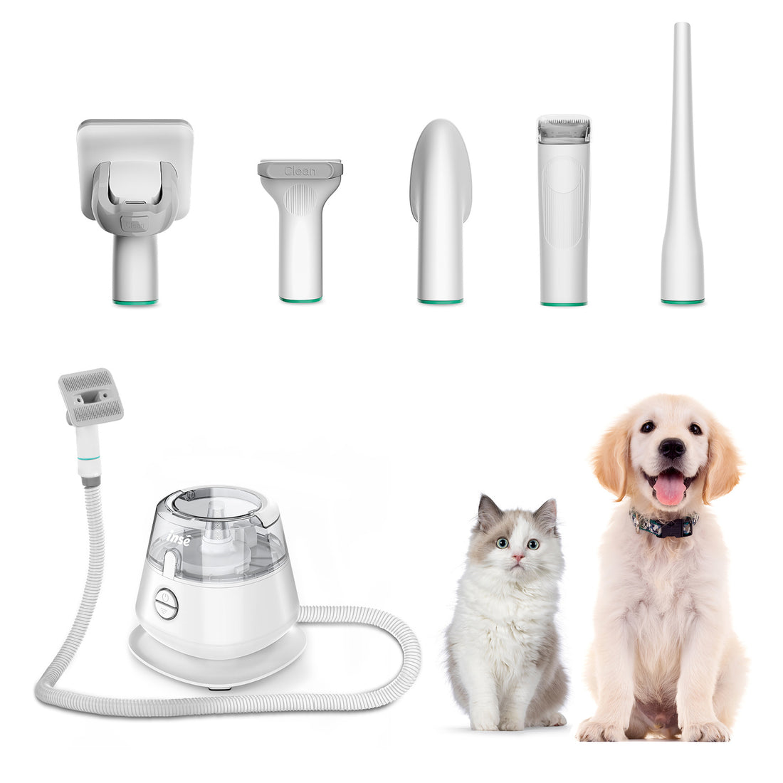 INSE P20 Pet Grooming Kit &amp; Vacuum Suction 99% Pet Hair, Professional Grooming Clippers with 5 Grooming Tools for Dogs Cats and
