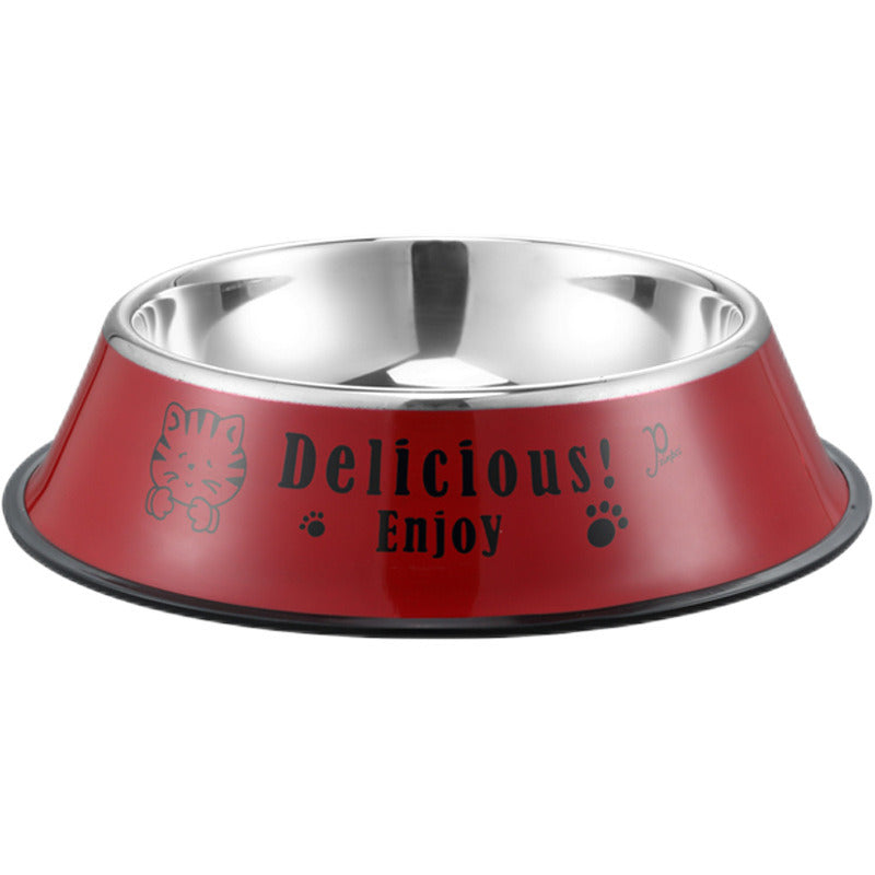 Stainless steel dog bowl; color anti-skid dog bowl; cat bowl
