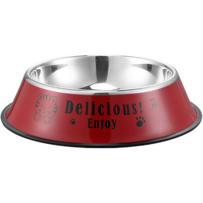 Stainless steel dog bowl; color anti-skid dog bowl; cat bowl
