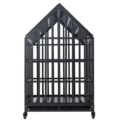 Heavy Duty Dog Cage pet Crate with Roof &amp; window on roof