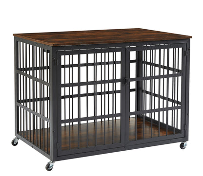 Furniture style dog crate wrought iron frame door with side openings, Grey, 43.3&