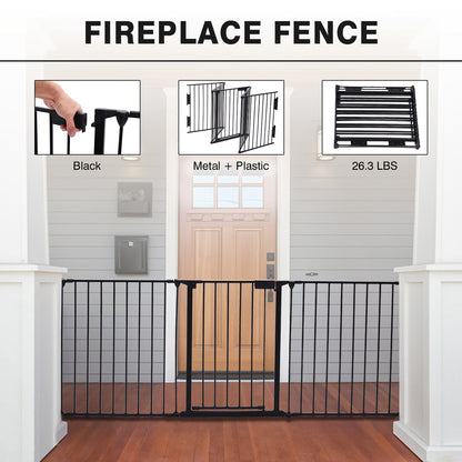 Metal Baby Playpen Fireplace Safety Fence;  Extra Wide Barrier Gate for Indoor Baby/Pet /Christmas Tree XH