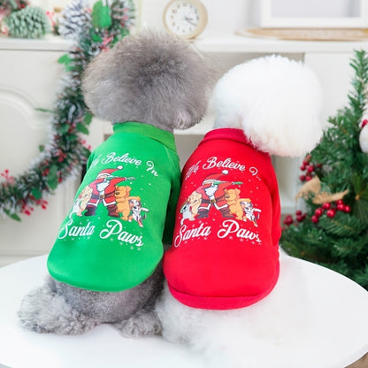 Christmas Pet Hoodie With Santa Claus Pattern For Dog &amp; Cat; Festive Dog Hoodie; Warm Cat Sweater