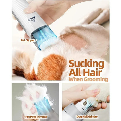 oneisall Dog Hair Vacuum &amp; Dog Grooming Kit, Pet Grooming Vacuum with Pet Clipper Nail Grinder, 1.5L Dust Cup Dog Brush Vacuum