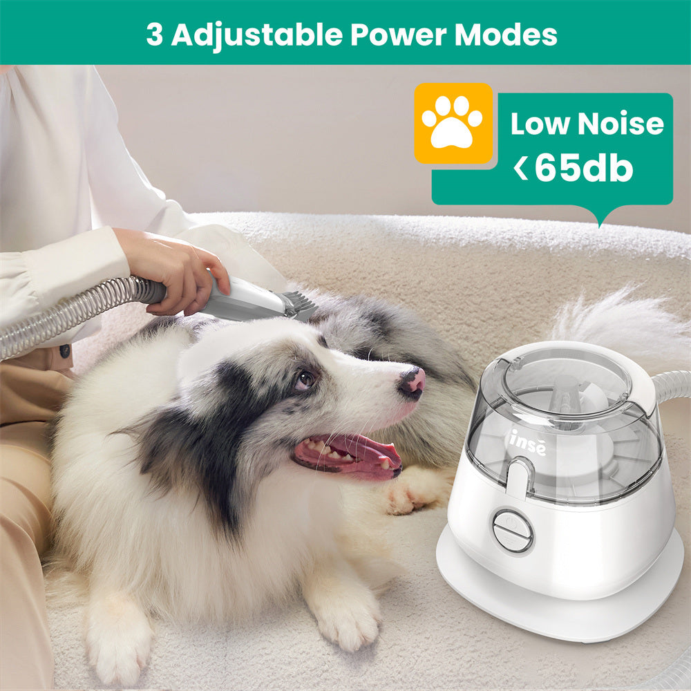 INSE P20 Pet Grooming Kit &amp; Vacuum Suction 99% Pet Hair, Professional Grooming Clippers with 5 Grooming Tools for Dogs Cats and