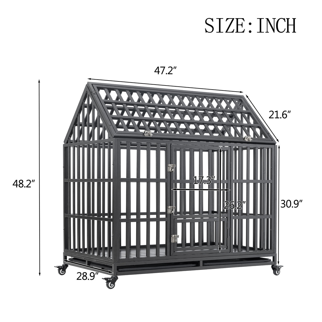 Heavy Duty Dog Cage pet Crate with Roof &amp; window on roof