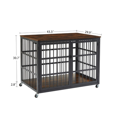 Furniture style dog crate wrought iron frame door with side openings, Grey, 43.3&