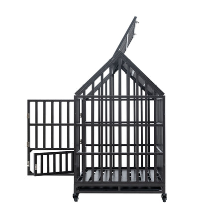 Heavy Duty Dog Cage pet Crate with Roof &amp; window on roof