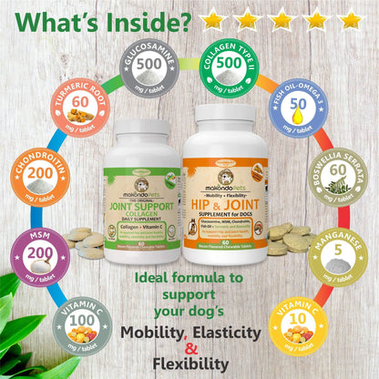 Hip and Joint Supplement for Dogs with Chondroitin Collagen for Dogs Turmeric Boswellia Dog Glucosamine for Dogs &amp; MSM Dog Arthritis Supplement Extend Dog Joint Supplement Large Breed and Small