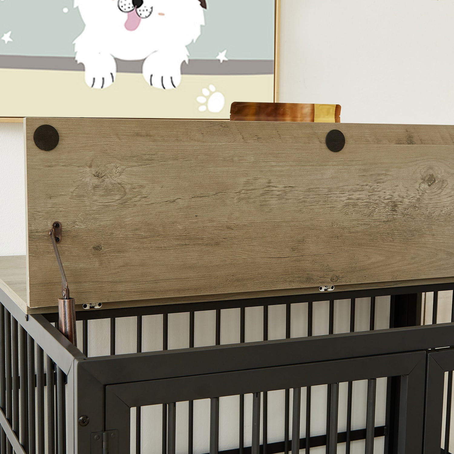Furniture style dog crate wrought iron frame door with side openings, Grey, 38.4&