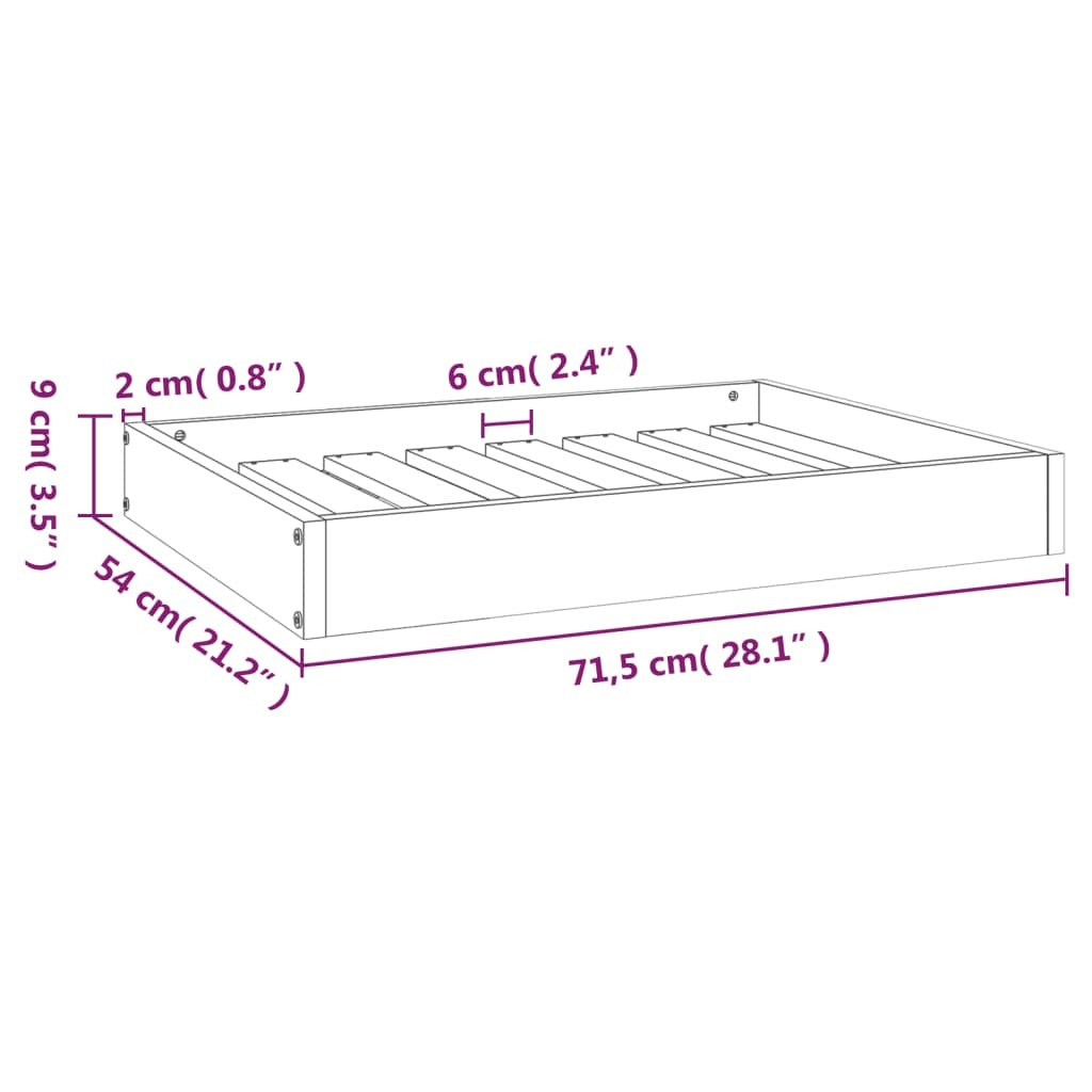 Dog Bed 28.1&quot;x21.3&quot;x3.5&quot; Solid Wood Pine
