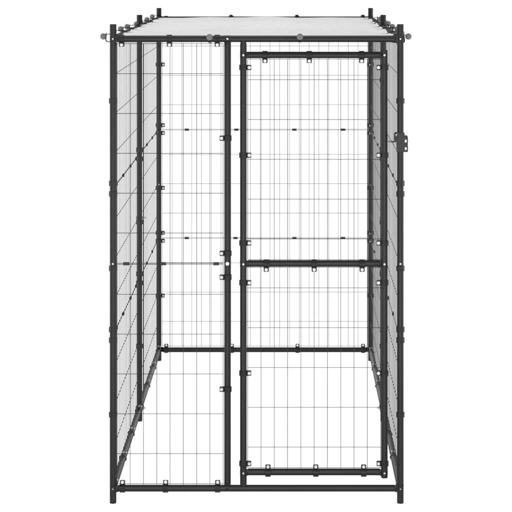 Outdoor Dog Kennel Steel with Roof 43.3&quot;x86.6&quot;x70.9&quot;