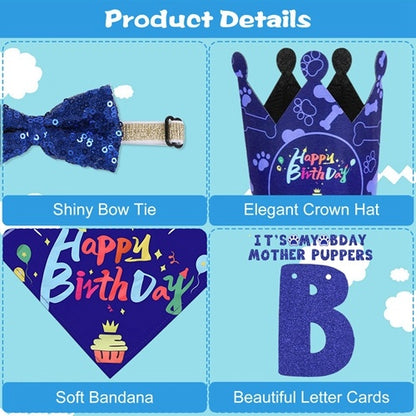 Dog Birthday Bandana Hat Set