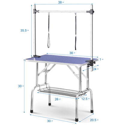 Professional Dog Pet Grooming Table Large Adjustable Heavy Duty Portable w/Arm &amp; Noose &amp; Mesh Tray