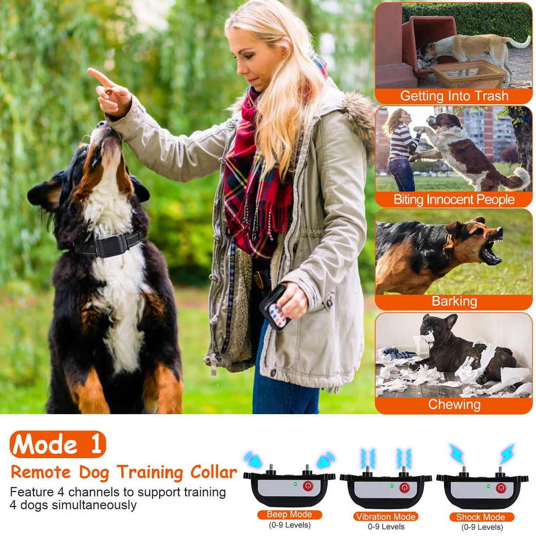 990FT Range Dog Wireless Fence Remote Training Collar