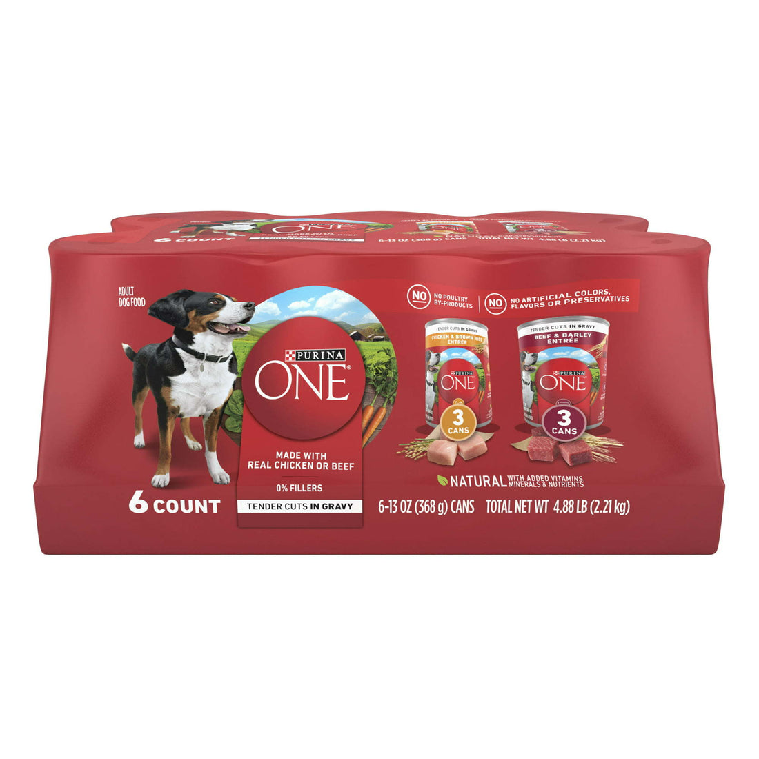 Purina ONE Real Beef &amp; Chicken Wet Dog Food Variety Pack13 oz Can (6 Pack)