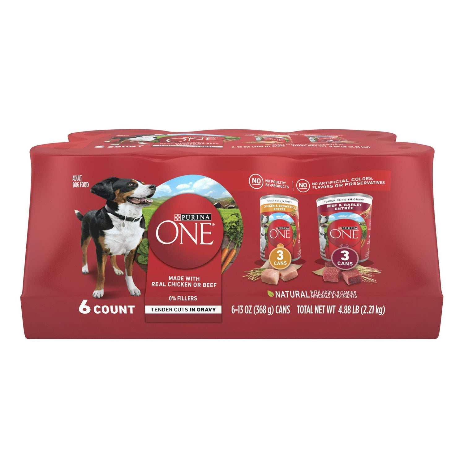 Purina ONE Real Beef &amp; Chicken Wet Dog Food Variety Pack13 oz Can (6 Pack)