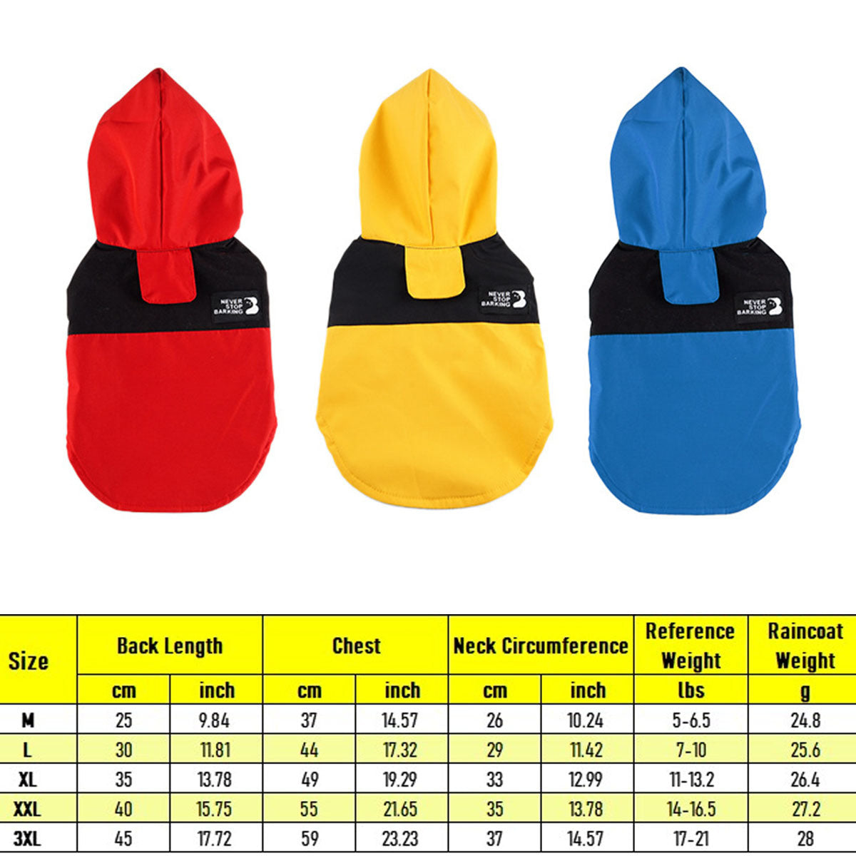 Dog Raincoat with Hood and Leash Hole, Adjustable Belly Strap, Reflective Strips, Lightweight Slicker Poncho Rain Jacket Coat for Small Medium Dogs and Puppies