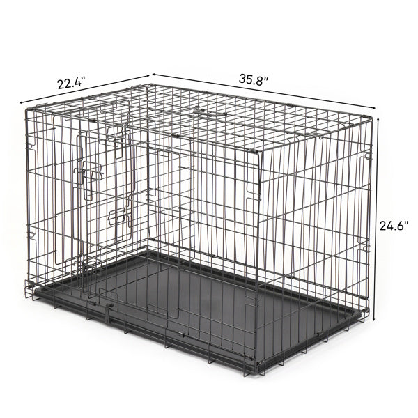 36&quot; Pet Kennel Cat Dog Folding Steel Crate Animal Playpen Wire Metal