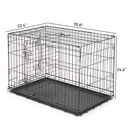 36&quot; Pet Kennel Cat Dog Folding Steel Crate Animal Playpen Wire Metal