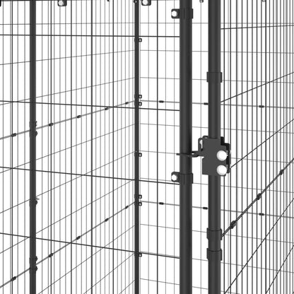 Outdoor Dog Kennel Steel with Roof 43.3&quot;x86.6&quot;x70.9&quot;