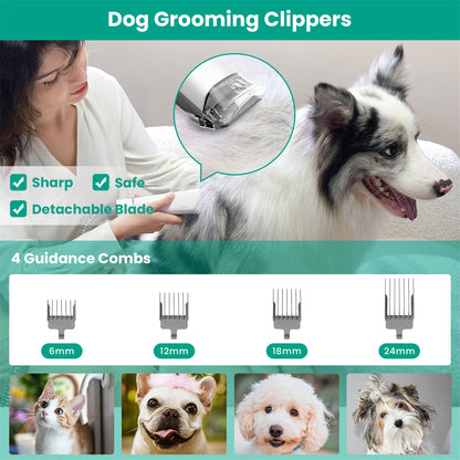 INSE P20 Pet Grooming Kit &amp; Vacuum Suction 99% Pet Hair, Professional Grooming Clippers with 5 Grooming Tools for Dogs Cats and