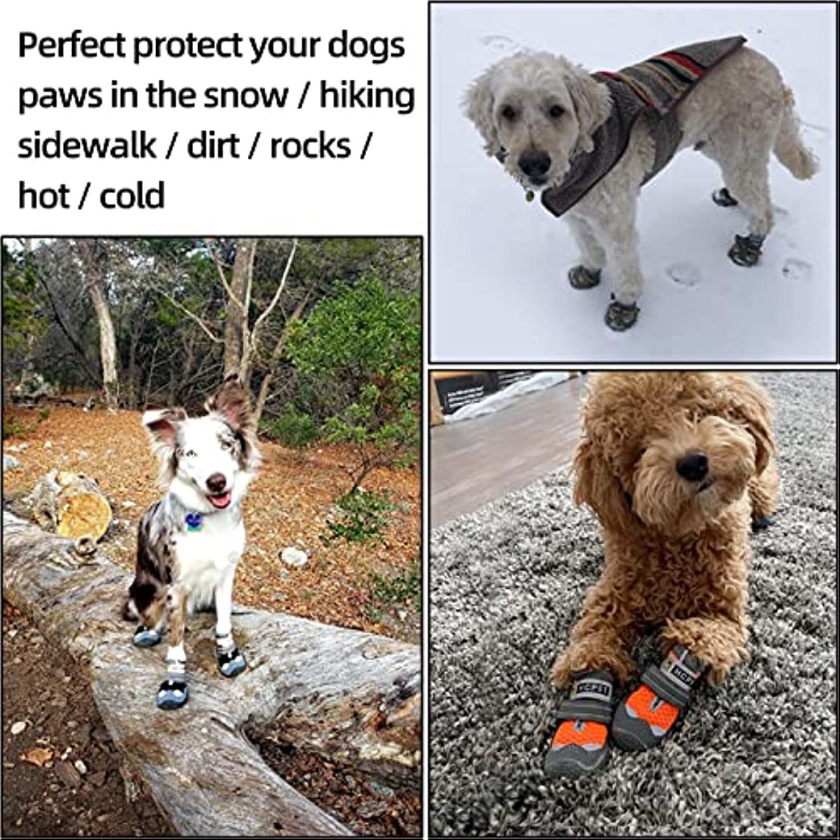 Dog Boots Breathable Dog Shoes for Small Medium Large Dogs; Waterproof Anti-Slip Puppy Booties Paw Protector for Hot Pavement Winter Snow Hiking with Reflective Straps 4PCS