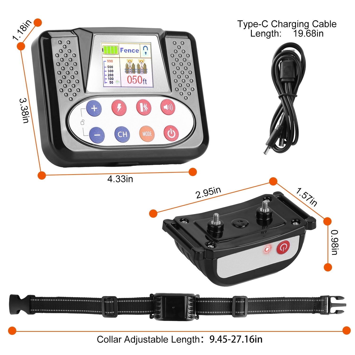 990FT Range Dog Wireless Fence Remote Training Collar