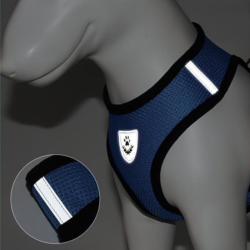 Reflective Pet Harness And Leash Set For Dog &amp; Cat; Adjustable No Pull Dog Harness With Soft Mesh