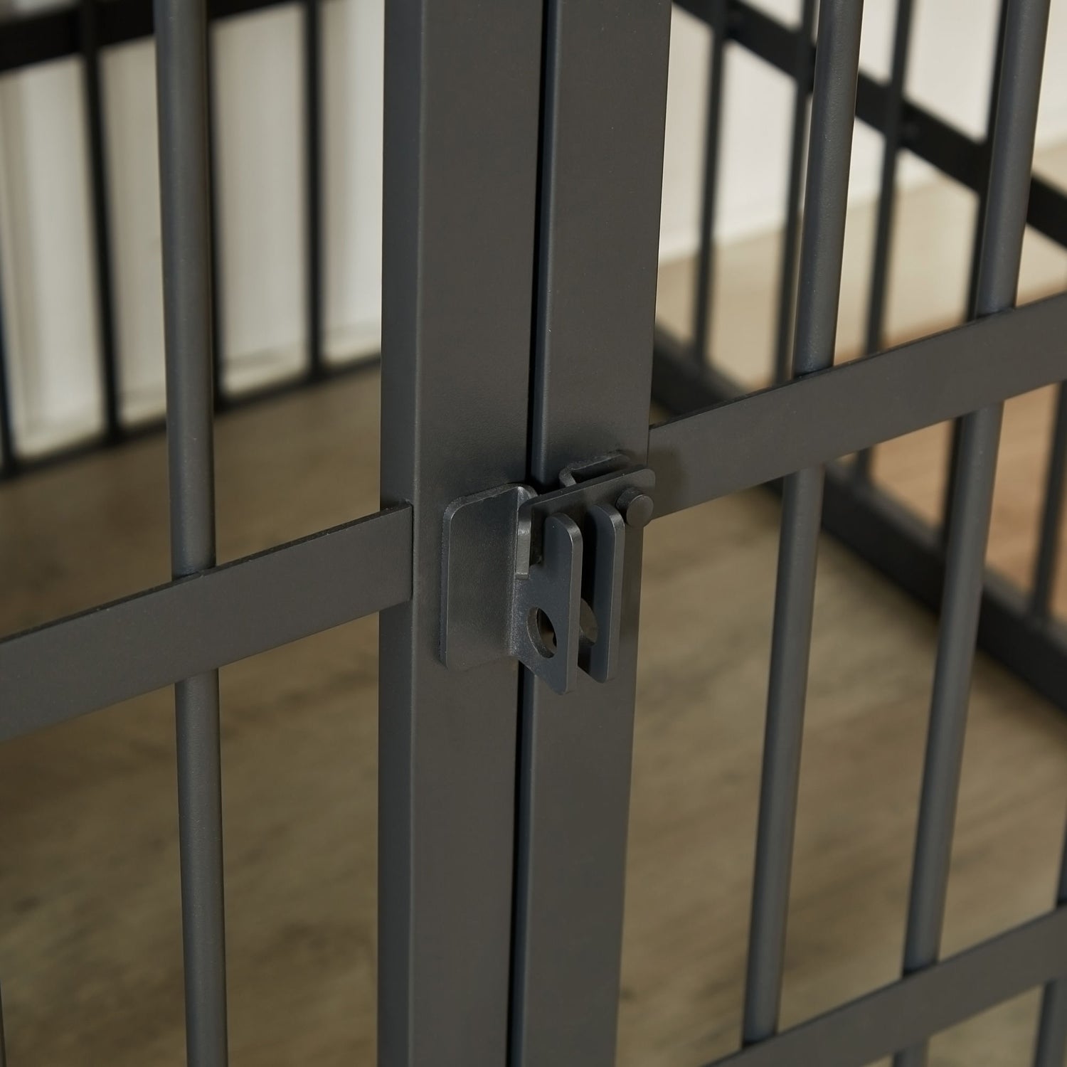 Furniture style dog crate wrought iron frame door with side openings, Grey, 43.3&
