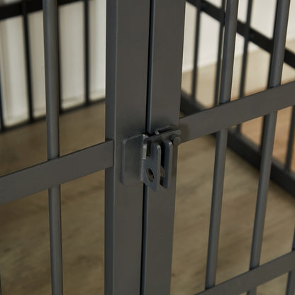 Furniture style dog crate wrought iron frame door with side openings, Grey, 43.3&