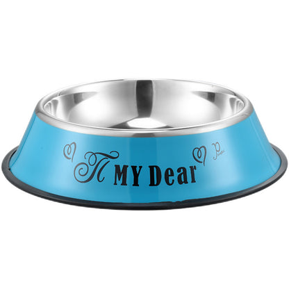 Stainless steel dog bowl; color anti-skid dog bowl; cat bowl