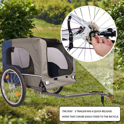 Tangkula Dog Bike Trailer, Breathable Mesh Dog Cart with 3 Entrances, Safety Flag, 8 Reflectors, Folding Pet Carrier Wagon with 20 Inch Wheels, Bicycle Carrier for Medium and Small Sized Dogs
