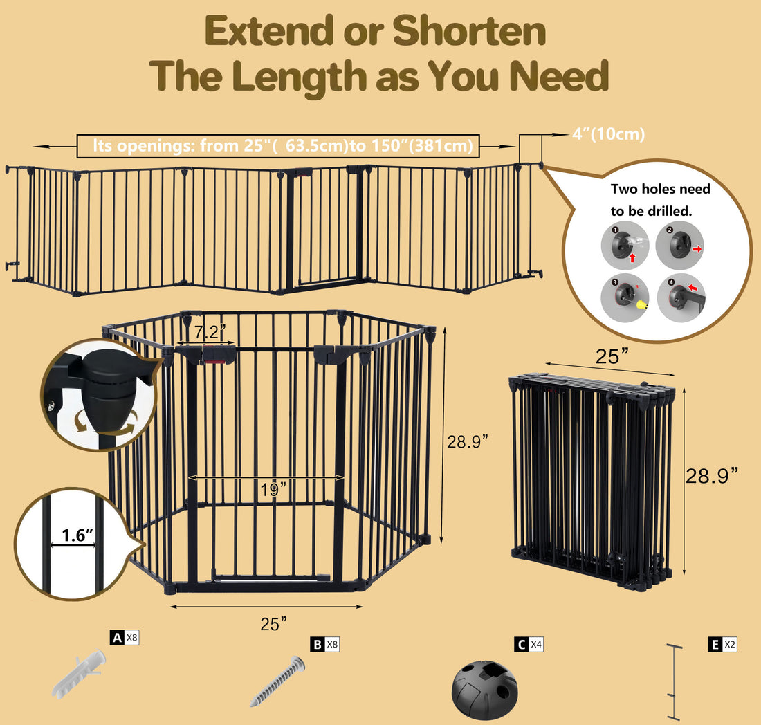 150&quot; Adjustable Safety Gate 6 Panels Play