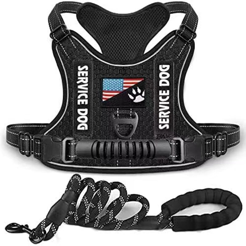 Pet Harness And Leash Set For Dog &amp; Cat; Adjustable No Pull Service Dog Vest Harness For Walking